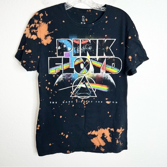 Pink Floyd T Shirt Men Medium Paint Splatter Black Graphic Rainbow Band Tee CC - Picture 1 of 6